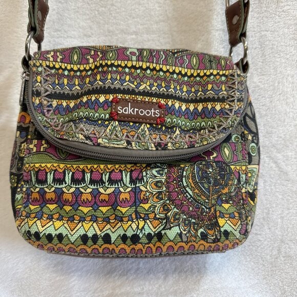 Sakroots Crossbody Multicolor Handbag Fold Over Adjustable‎ Strap - Picture 1 of 12